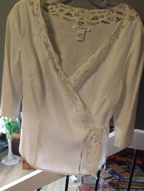 Wraparound White Linen Top